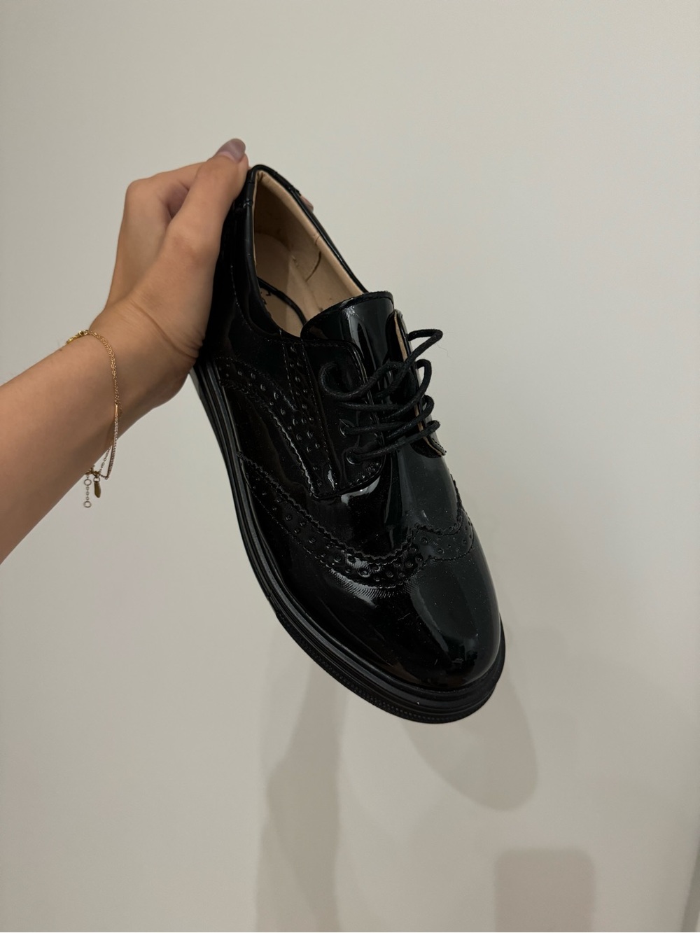 Women’s Black Patent Leather Wingtip Oxford Shoes